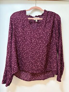 cloth & stone Plum Floral V-Neck Long Sleeve Blouse